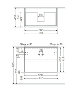 Тумба подвесная под раковину RAK Ceramics Joy JOYWH080PWH