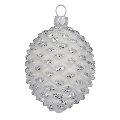 Елочная игрушка "Шишка" 8 см, белая