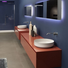 Раковина Antonio Lupi Bolo, 45х45, из Flumood, с клапаном, белый матовый