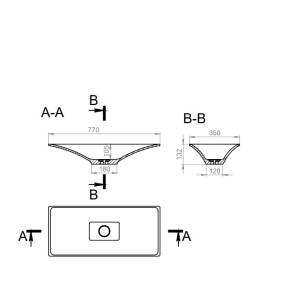 Раковина Holbi Sirius 77 SR 77х35, из Soft Rock, белая матовая, с клапаном