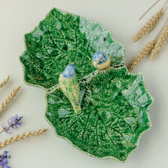 Менажница "Синие птички" 34х19 см, 2 сектора