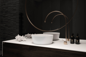 Раковина Holbi Almatea SR 42x42, из Soft Rock, белая матовая, с клапаном