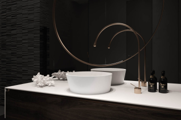 Раковина Holbi Almatea SR 42x42, из Soft Rock, белая матовая, с клапаном