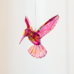 Елочная игрушка "Колибри" 11 см, розовая