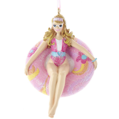 Игрушка на елку "Модница на надувном круге" 9,5 см