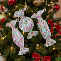 Елочная игрушка "Конфеты из блесток" 9 см, в ассортименте