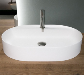 Раковина Antonio Lupi Simplo 63х45, из Flumood, с клапаном, белый матовый