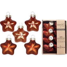 Набор елочных игрушек "Звезды" 4 см, 8 шт, цвет терракотовый