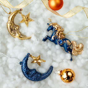 Елочная игрушка "Луна с золотой звездой" 6 см, цвет золото