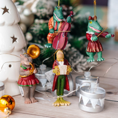 Игрушка на елку "Крокодилица и скрипка" 9 см