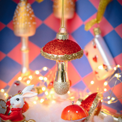 Елочная игрушка "Красный гриб" 9 см