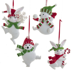 Елочная игрушка "Кролик/Медведь" 10,2 см, в ассортименте