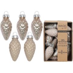 Набор елочных игрушек "Шишки" 4,5 см, 12 шт, цвет алебастровый