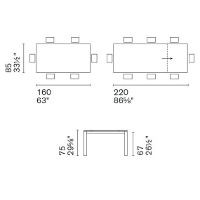 Стол Calligaris Duca 160(220)х90 CS4089-R160, Calacatta Black Marble