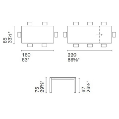 Стол Calligaris Duca 160(220)х90 CS4089-R160, Calacatta Black Marble