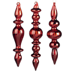 Новогодняя игрушка "Сосулька красная" 16 см, в ассортименте