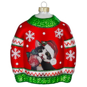 Елочная игрушка "Новогодний свитер с котом" 10 см