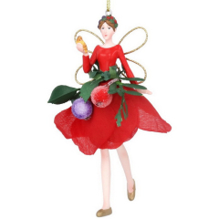 Елочная игрушка "Лесная фея" 12 см, красная