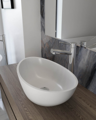 Раковина Holbi Europe SR 54x33, из Soft Rock, белая матовая, с клапаном