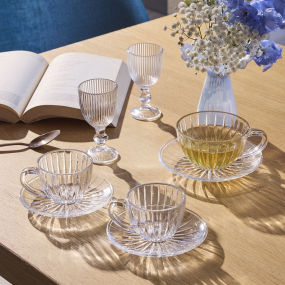 Набор чашек чайных с блюдцами Galassia Rib 210 мл, 12 предметов