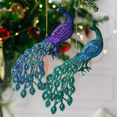 Елочная игрушка "Павлин" 19 см, зеленая