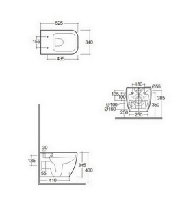 Унитаз подвесной RAK Ceramics Metropolitan MP13AWHA, с сиденьем, белый