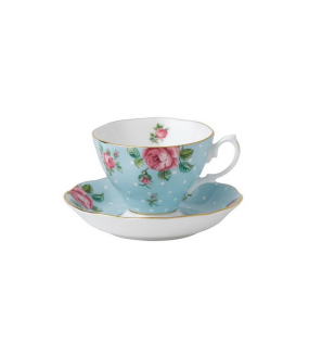 Чашка чайная с блюдцем Polka Blue Vintage 180 мл