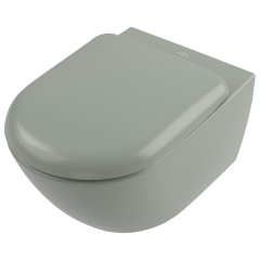 Унитаз Villeroy & Boch Antao 56х37, CeramicPlus, TwistFlush, с сиденьем, Morning Green