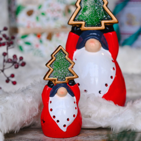 Фигурка с подсветкой "Санта с елкой" 14 см