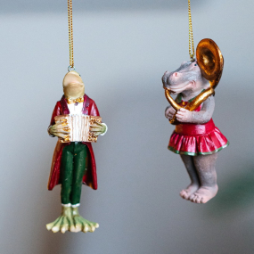 Игрушка на елку "Бегемот и труба" 10,5 см