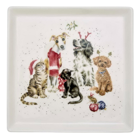 Блюдо Wrendale Designs Christmas "Office Party" 23х23 см, квадратное