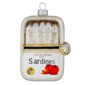 Елочная игрушка "Банка сардин" 9 cм, белая