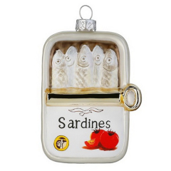 Елочная игрушка "Банка сардин" 9 cм, белая