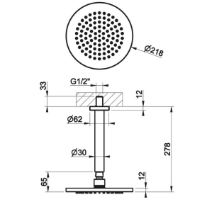 Лейка для душа Gessi 316 54151.239, потолочная, брашированная сталь