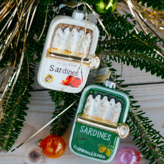 Елочная игрушка "Банка сардин" 9 cм, зеленая