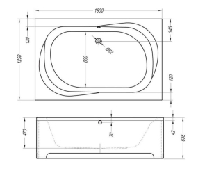 Ванна Kolpa-San Adam&Eva 195x125, акриловая, с сифоном и каркасом, белая