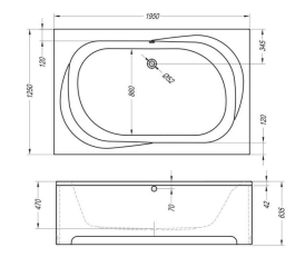 Ванна Kolpa-San Adam&Eva 195x125, акриловая, с сифоном и каркасом, белая