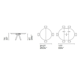 Стол Calligaris Atlante 127(177)х127 CS4117, Cement