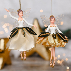 Игрушка на елку "Фея" 15 см, цвет зелено-золотой