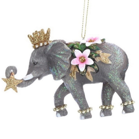 Новогодняя игрушка "Слон с цветами 1" 10 см