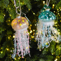 Елочная игрушка "Медуза Светящаяся" 21,5 см, оранжевая