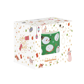 Кружка "Снеговики" 350 мл, зеленая