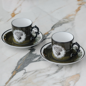 Чашка для эспрессо с блюдцем Herbariae 97 мл, цвет черный