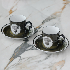 Набор чашек кофейных с блюдцами Herbariae 97 мл, 4 предмета, цвет черный