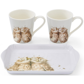 Набор кружек "Совы" 180 мл на подносе, 3 предмета