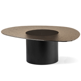 Стол Calligaris Mushroom 110х87, стекло, Black / Bronze