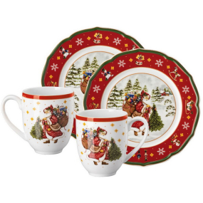 Набор чайный на 2 персоны Happy Wintertime, 4 предмета, красный
