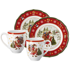 Набор чайный на 2 персоны Happy Wintertime, 4 предмета, красный