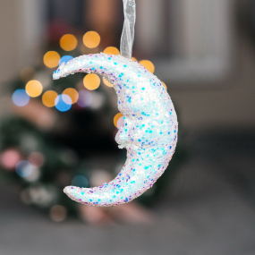 Елочная игрушка "Месяц белый" 13 см