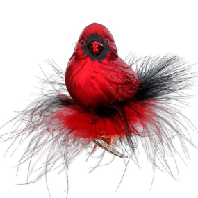 Елочная игрушка на клипсе "Красный кардинал" 7 см